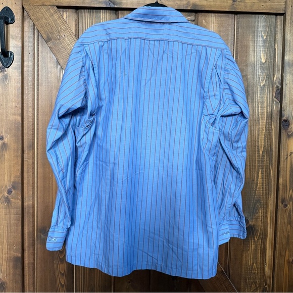 Vintage United Mechanic Work Shirt Sz LG Long Sleeve Blue/Red Stripes Button Up - Picture 2 of 5